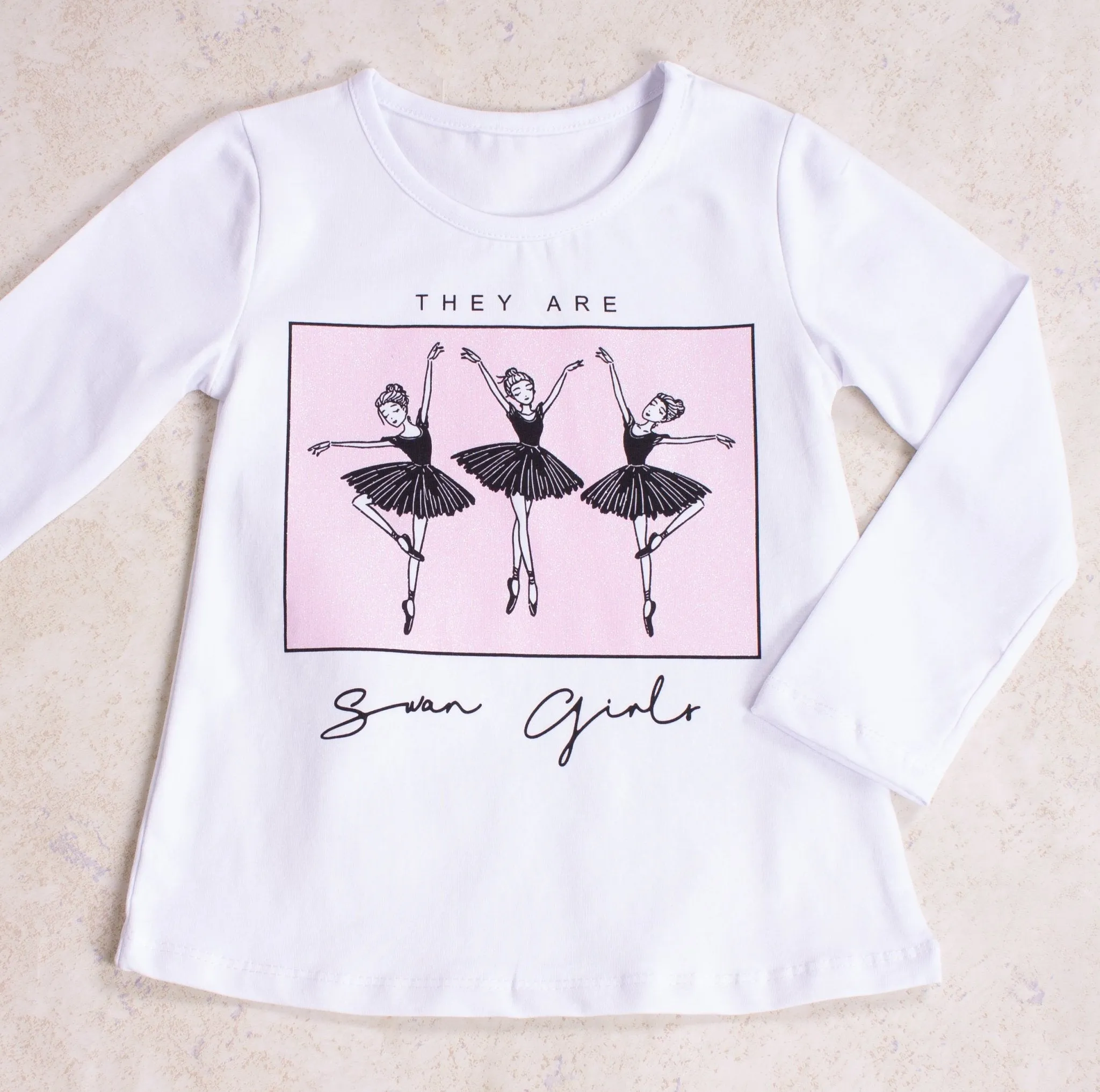 Girls' Long Sleeve White T-shirt