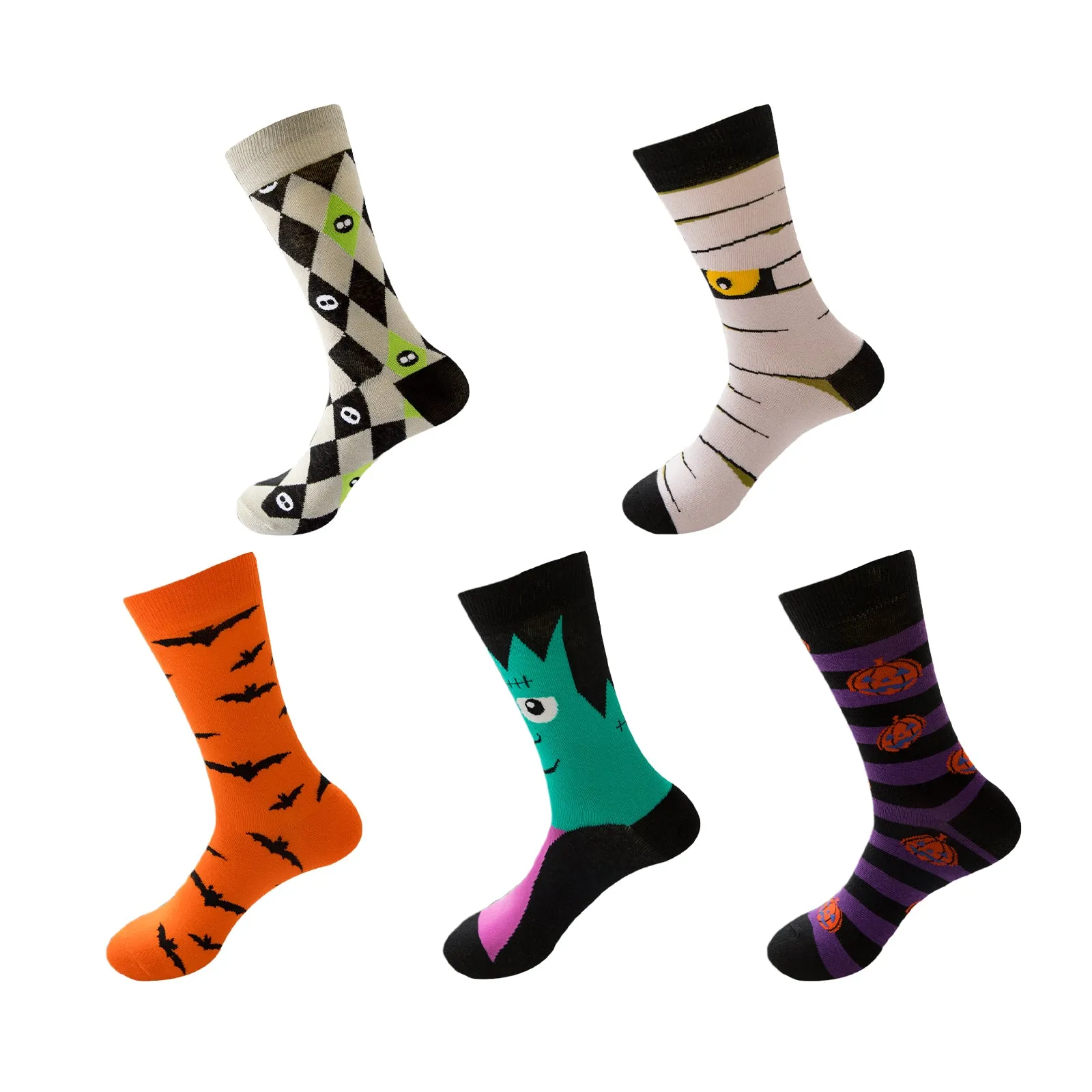 HALLOWEEN  MONSTER JACQUARD SOCK-5 PACKS