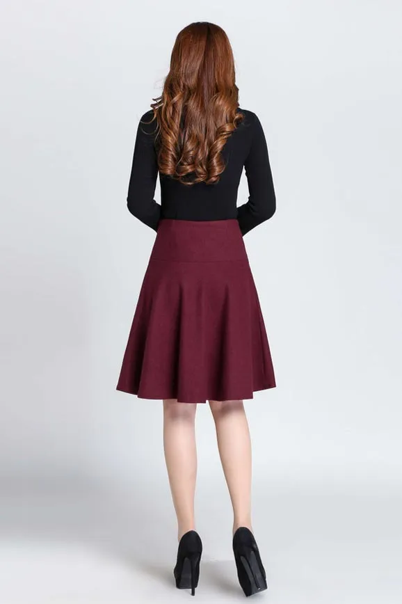 Handmade women's A-line wool skirt S078