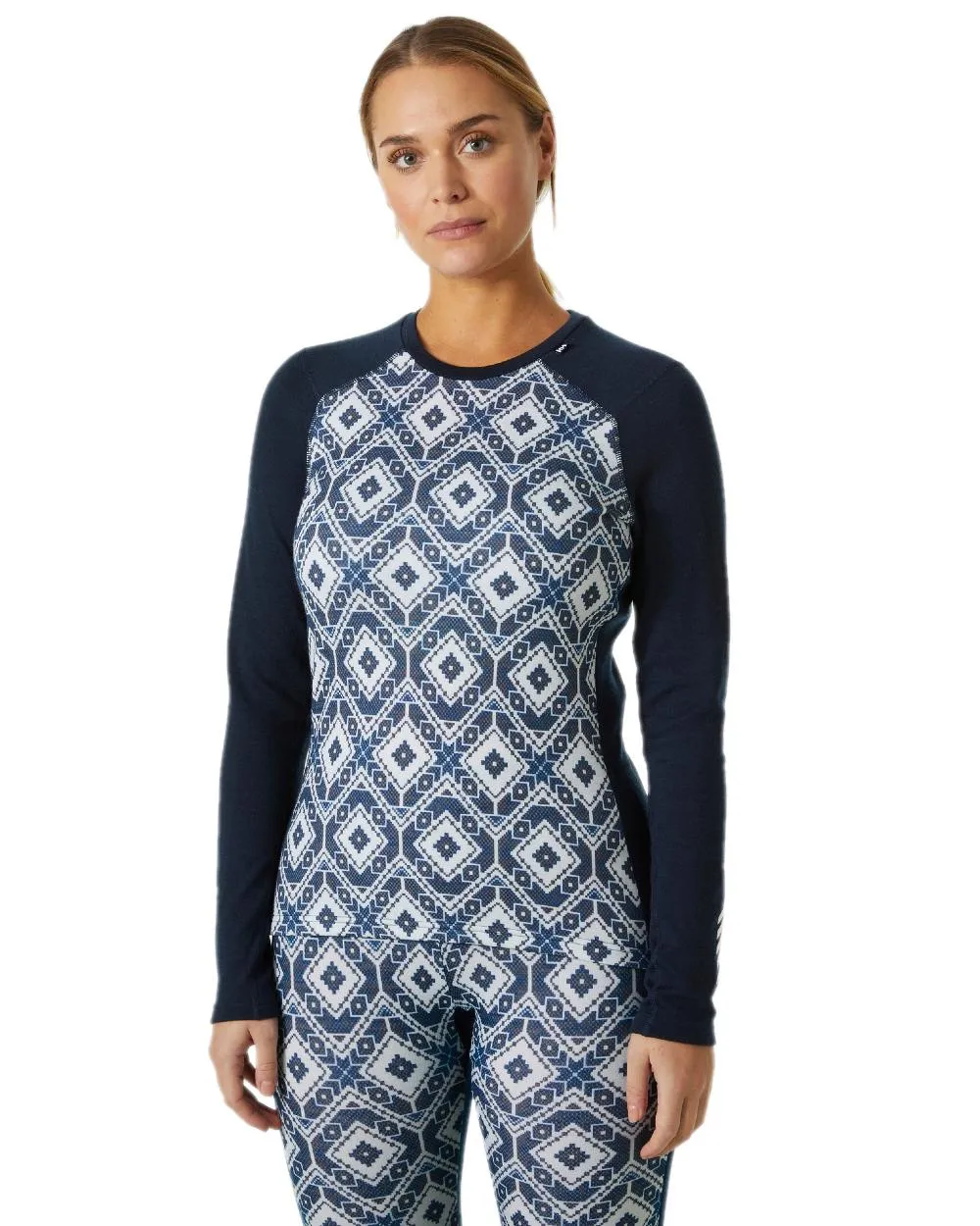 Helly Hansen Womens Lifa Merino Midweight Graphic Crew Base Layer