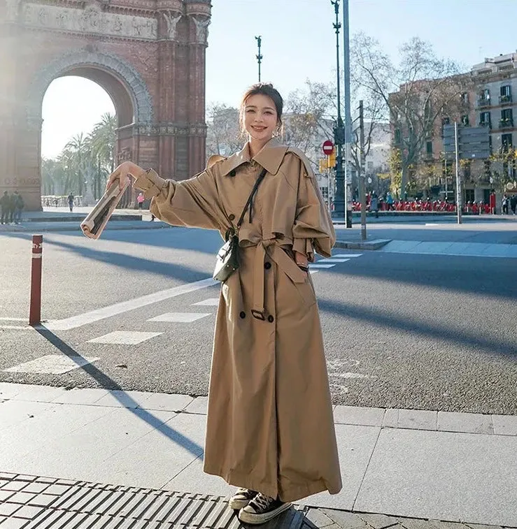 HEYFANCYSTYLE Vintage Charm Long Trench Coat