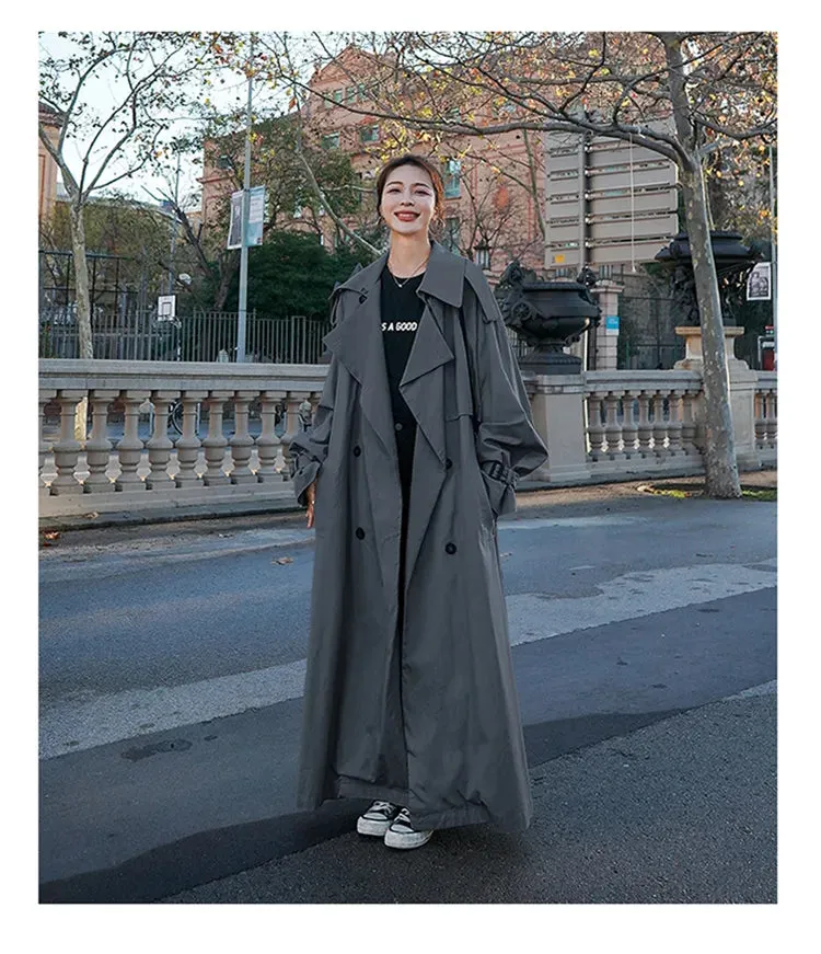 HEYFANCYSTYLE Vintage Charm Long Trench Coat