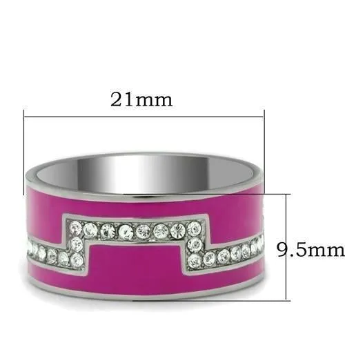 High polished (no plating) Stainless Steel Ring with Top Grade Crystal in Clear for Women Style TK244