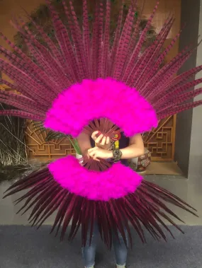 Hot pink Marabou & Pheasant Feather Fan