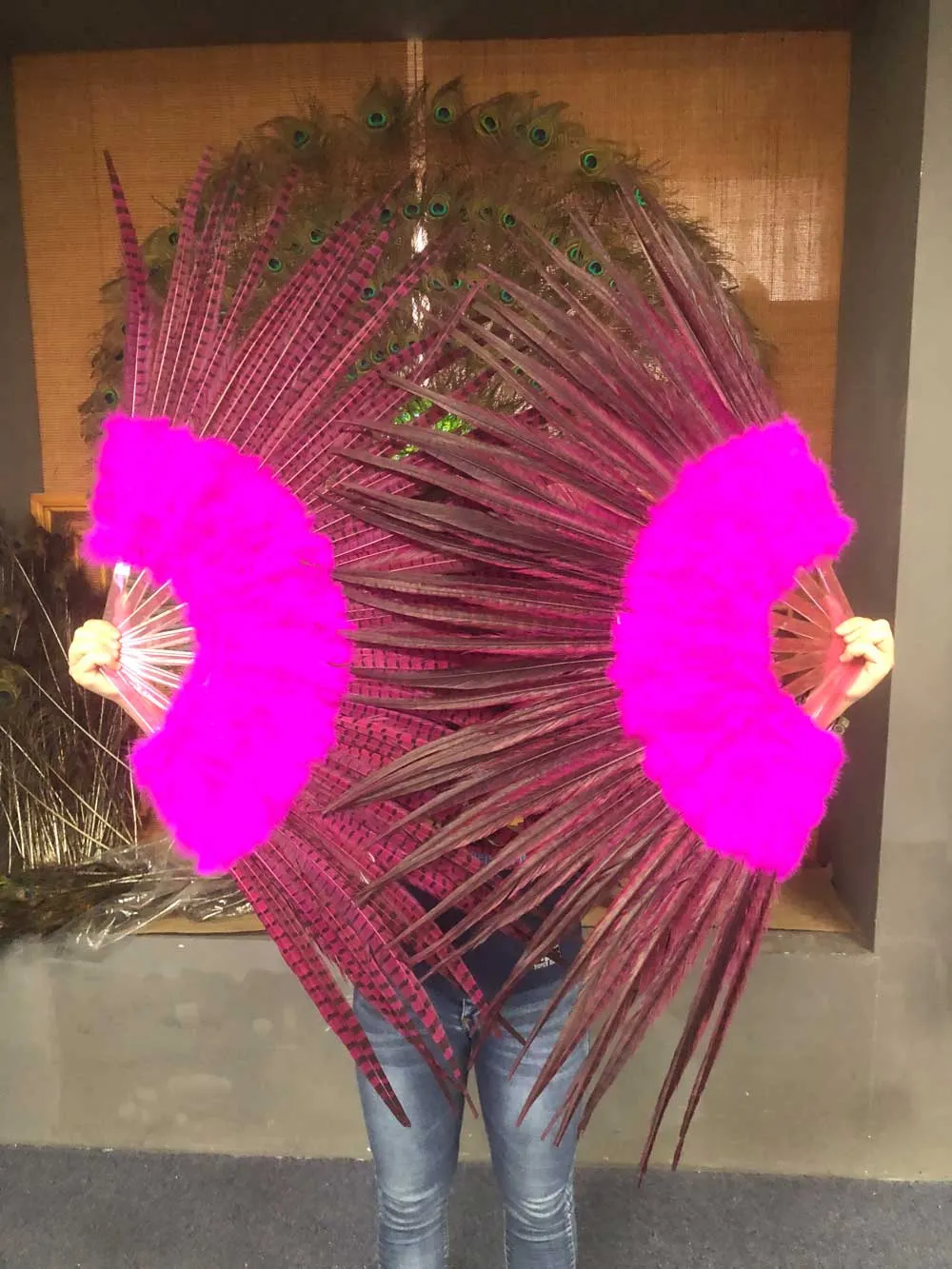 Hot pink Marabou & Pheasant Feather Fan