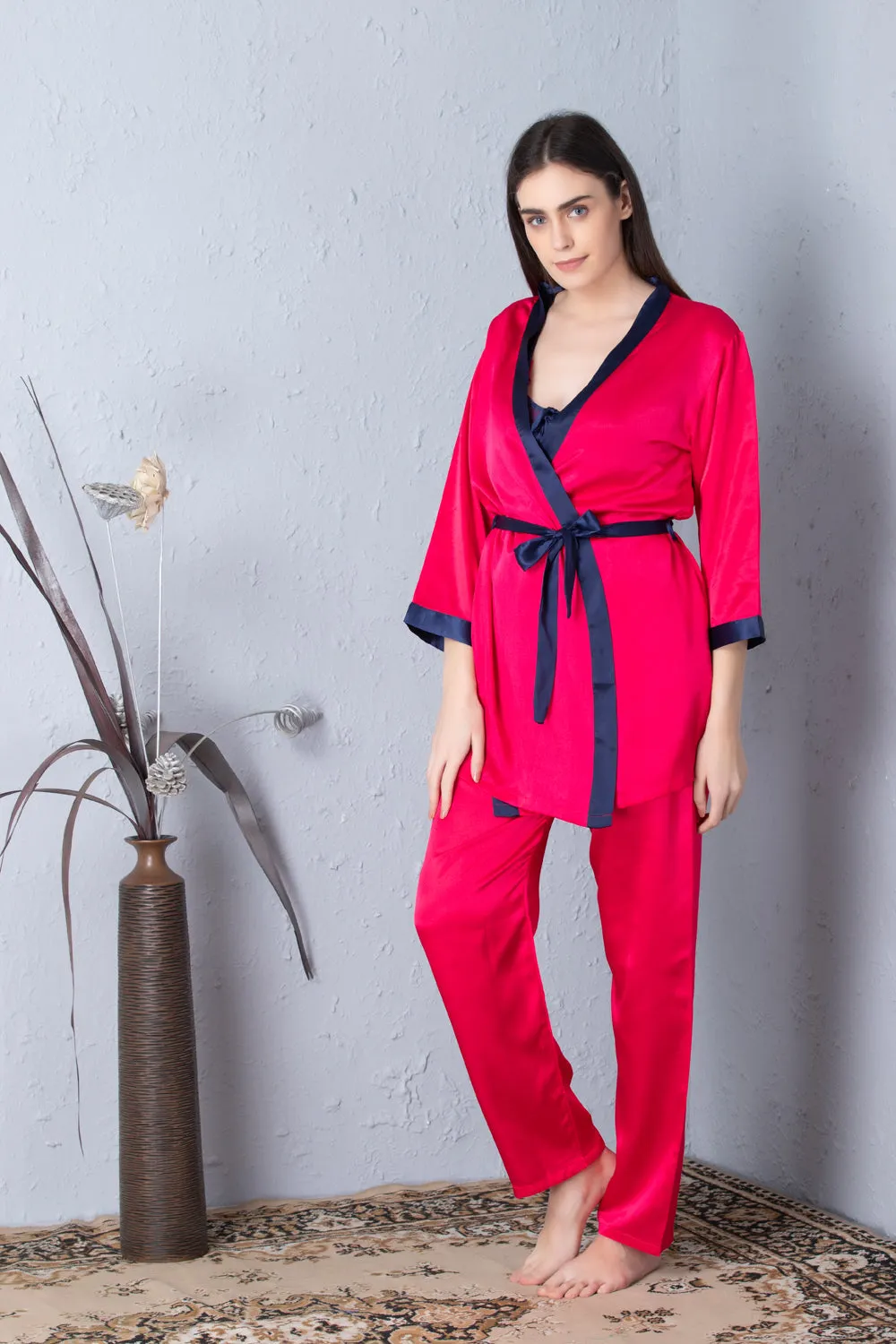 Hot pink Night suit with Robe