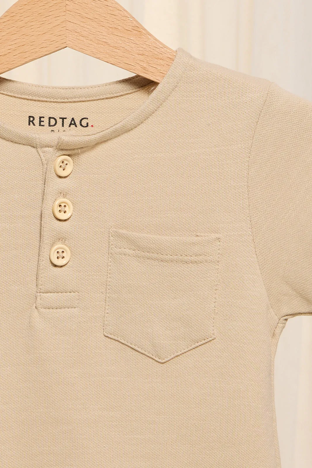 Infant Boys Beige Henley T-Shirt