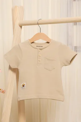 Infant Boys Beige Henley T-Shirt