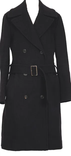 ISSEY MIYAKE JAPAN. FETE. Dark Navy Wool Cotton Belted Coat