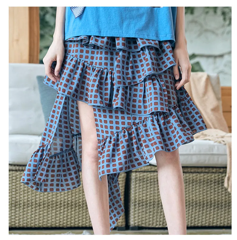 JAM PRINCESS FRILL SKIRT WITH SPLITS IN POLKA DOT