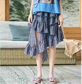 JAM PRINCESS FRILL SKIRT WITH SPLITS IN POLKA DOT