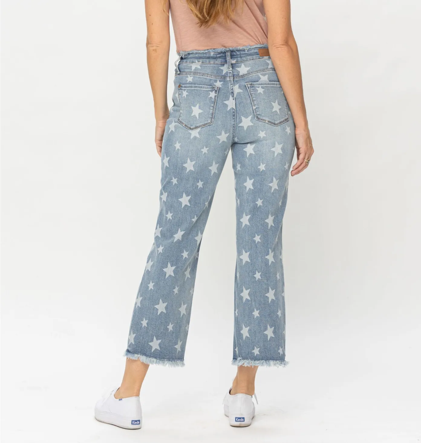 JB CURVY STAR PRINT CROPPED STRAIGHT JEANS