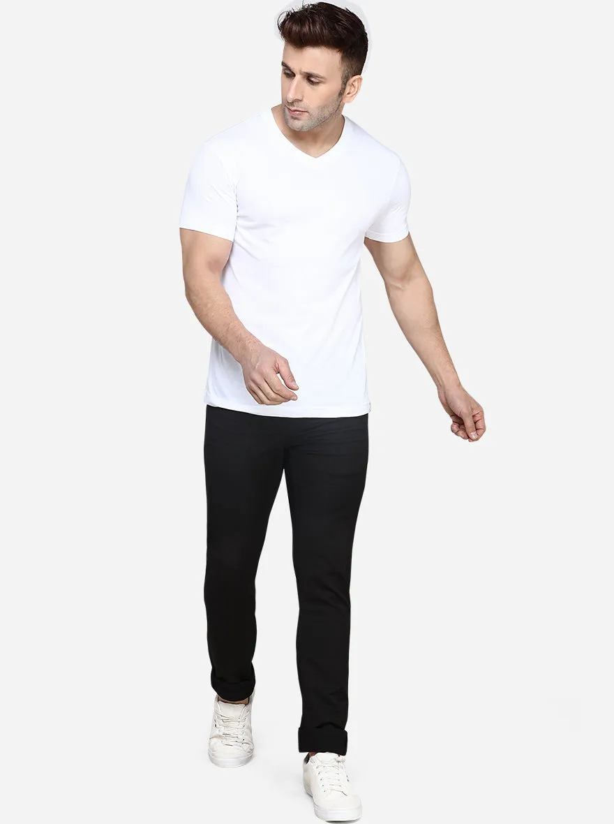 Jet Black Solid Slim Fit Jeans | JadeBlue