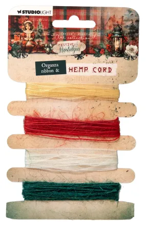 JMA Ribbon Organza (5mm) & Hemp Cord Festive Nostalgia 4 PC