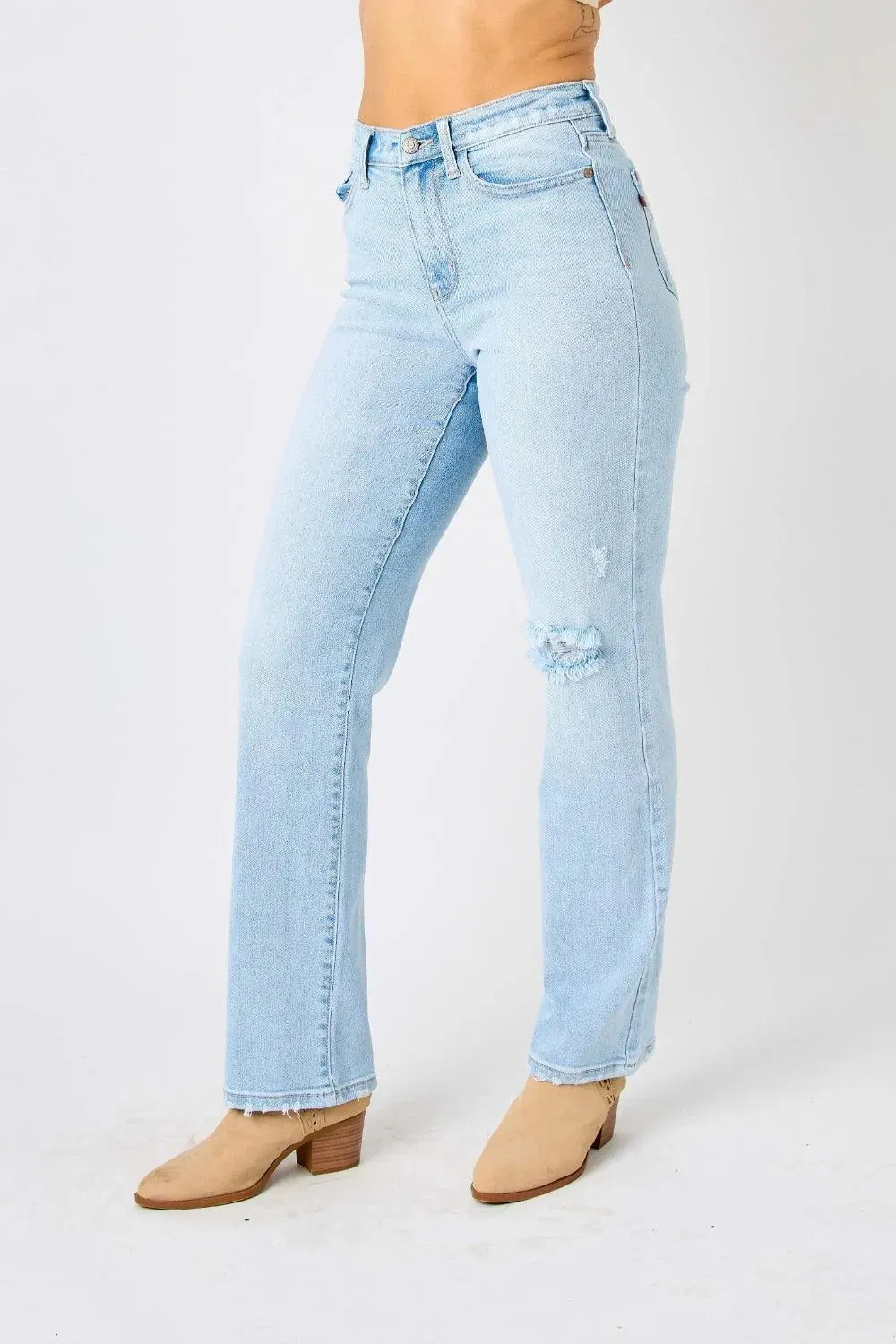 Judy Blue High Waist Distressed Straight Jeans