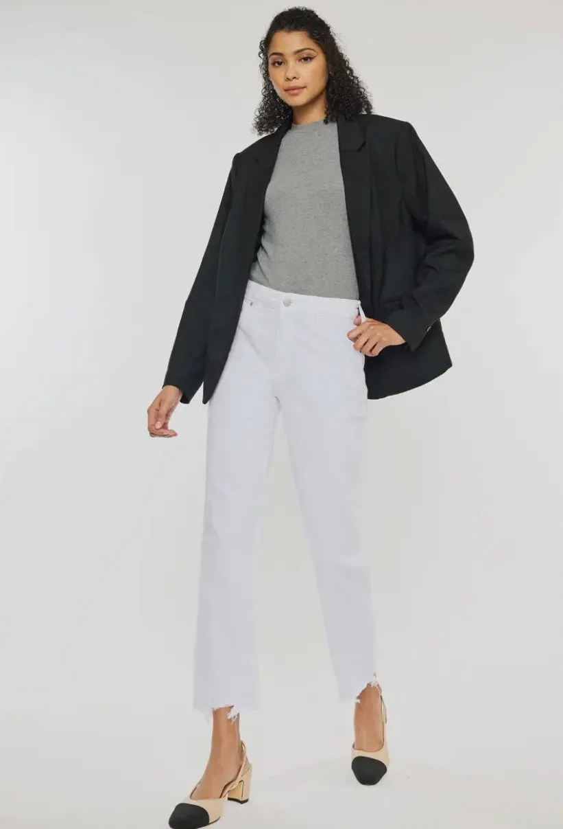 Kara high rise straight white denim - Kan Can