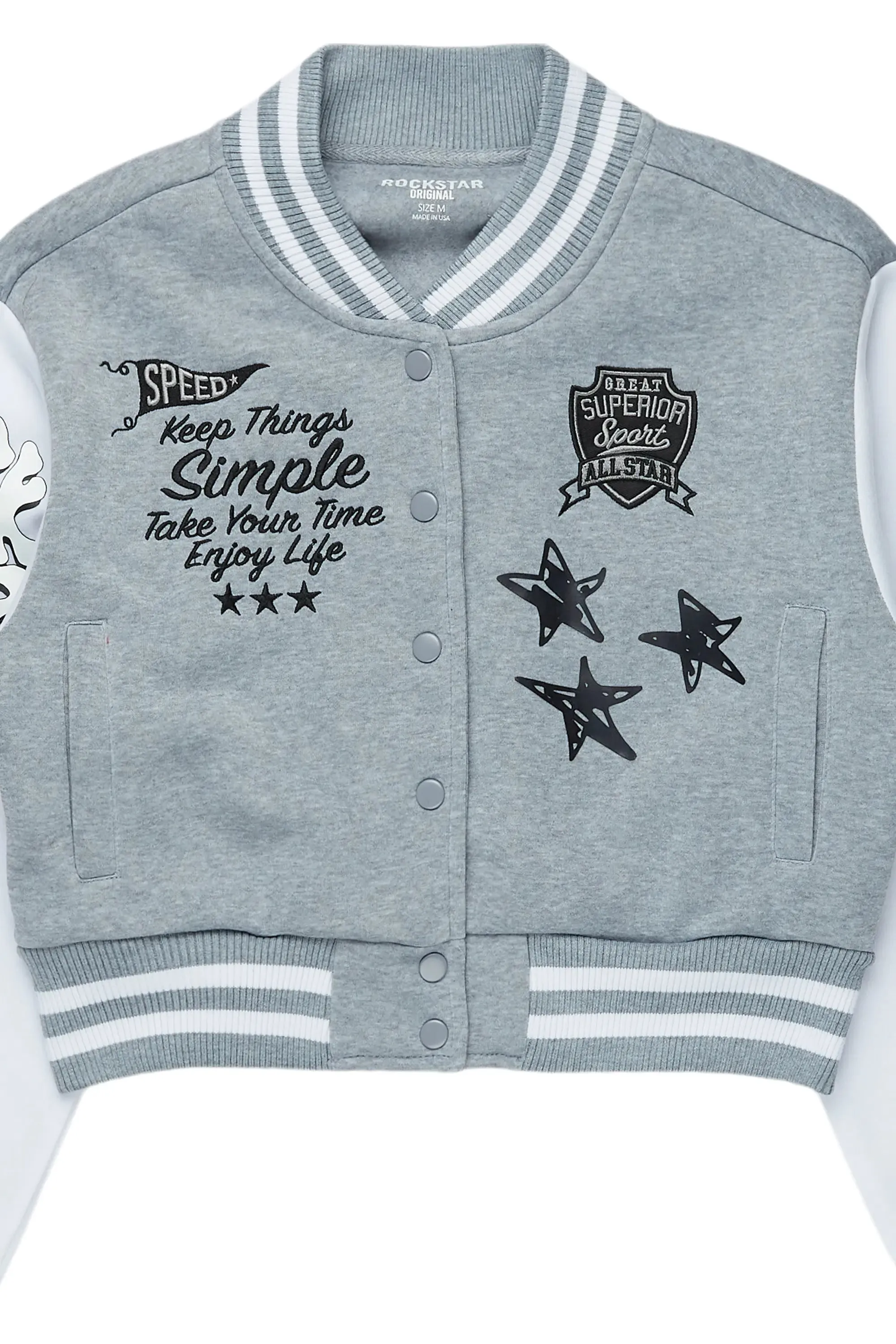 Kesira Heather Grey Varsity Jacket