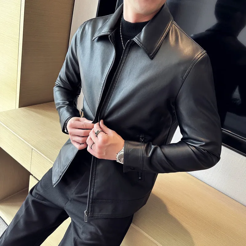 Leather Lapel Light Business Men's Jacket #jacket #men #business