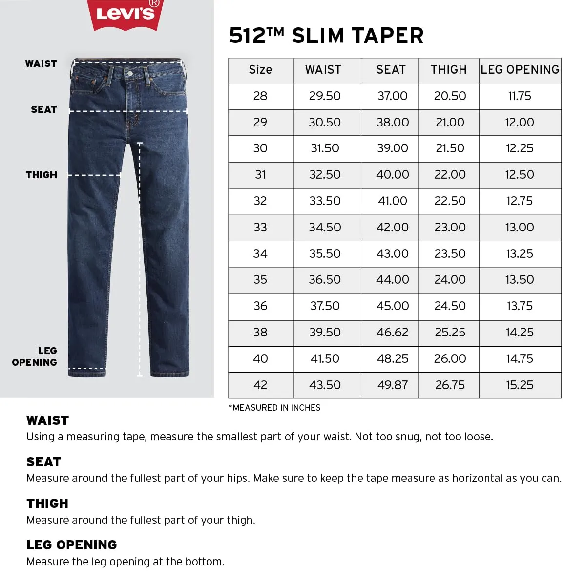 Levi's Men's 512 Slim Tapered Fit Mid-Rise Jeans