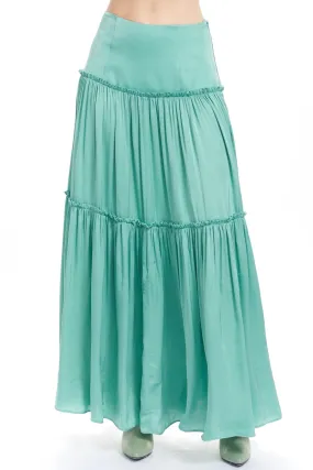 LILA Tiered Maxi Skirt - Mint