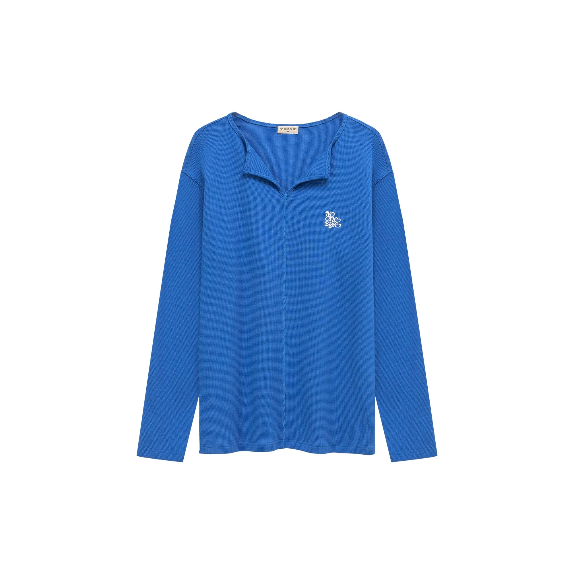 Logo Basic Open Collar Long Sleeve T-Shirt