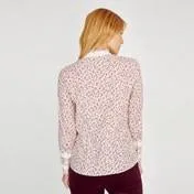 Long Sleeve Printed Lace Blouse