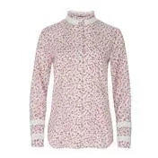 Long Sleeve Printed Lace Blouse