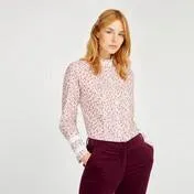 Long Sleeve Printed Lace Blouse