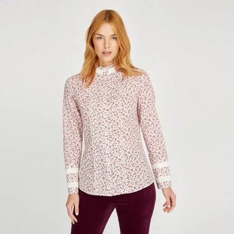 Long Sleeve Printed Lace Blouse