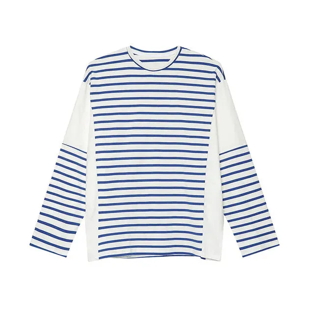 Loose Contrast Color Stripe T-Shirt