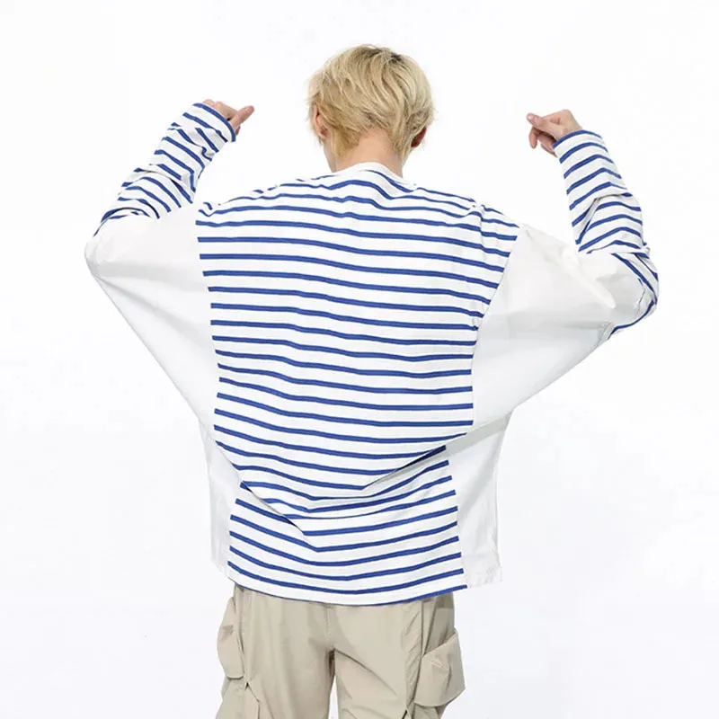 Loose Contrast Color Stripe T-Shirt