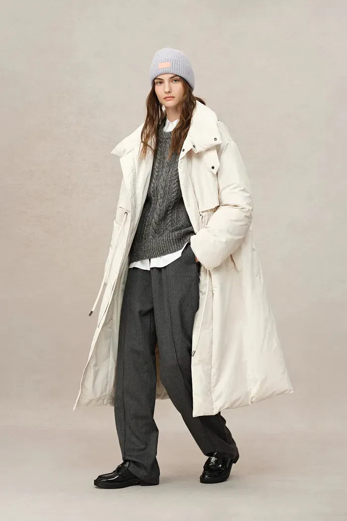 Maddalena White Duck Down Long Down Coat in Ultra Light Fabric