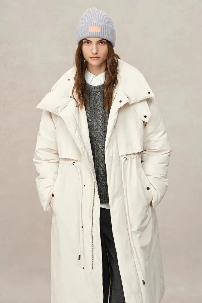 Maddalena White Duck Down Long Down Coat in Ultra Light Fabric