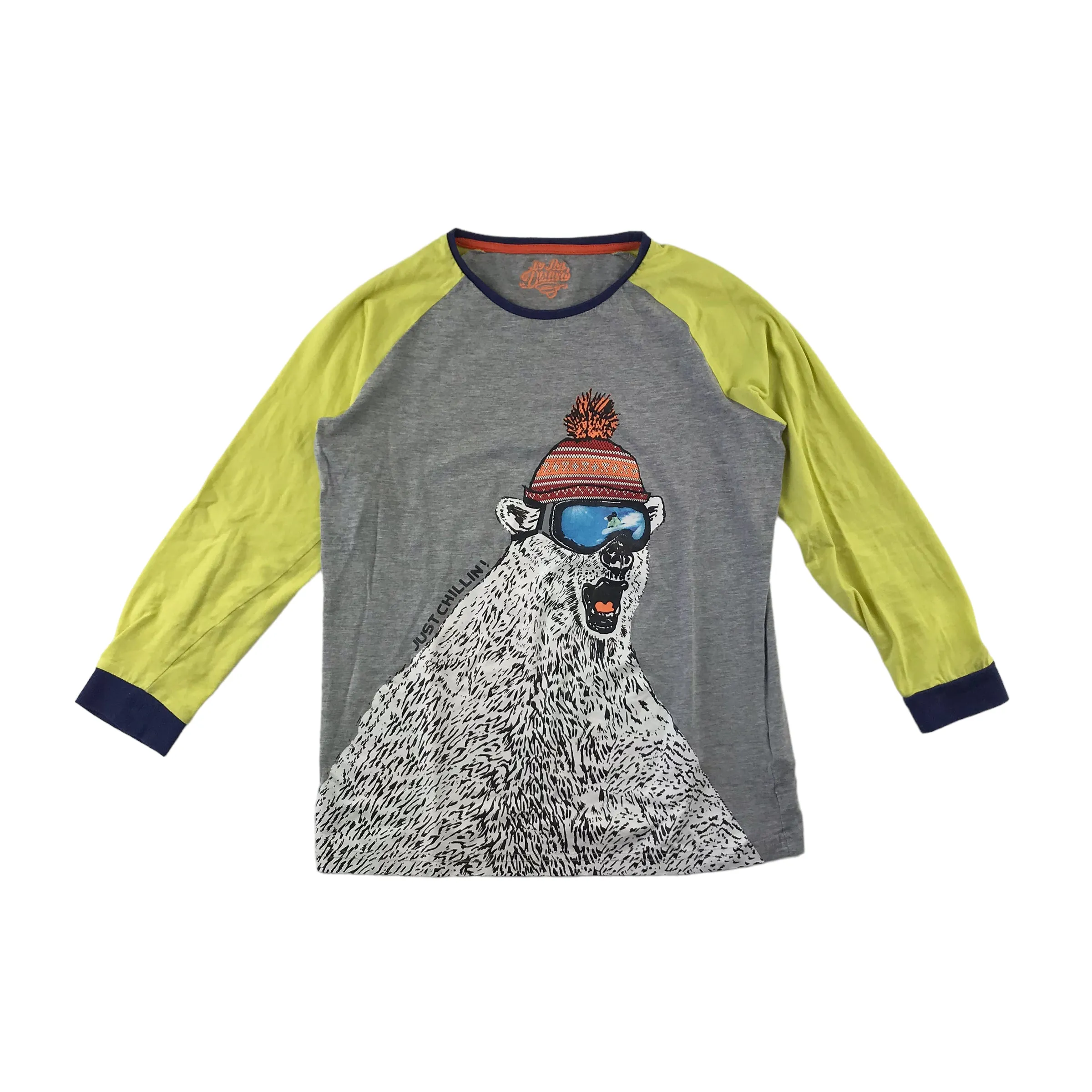 M&S t-shirt 11-12 years grey long sleeve polar bear print