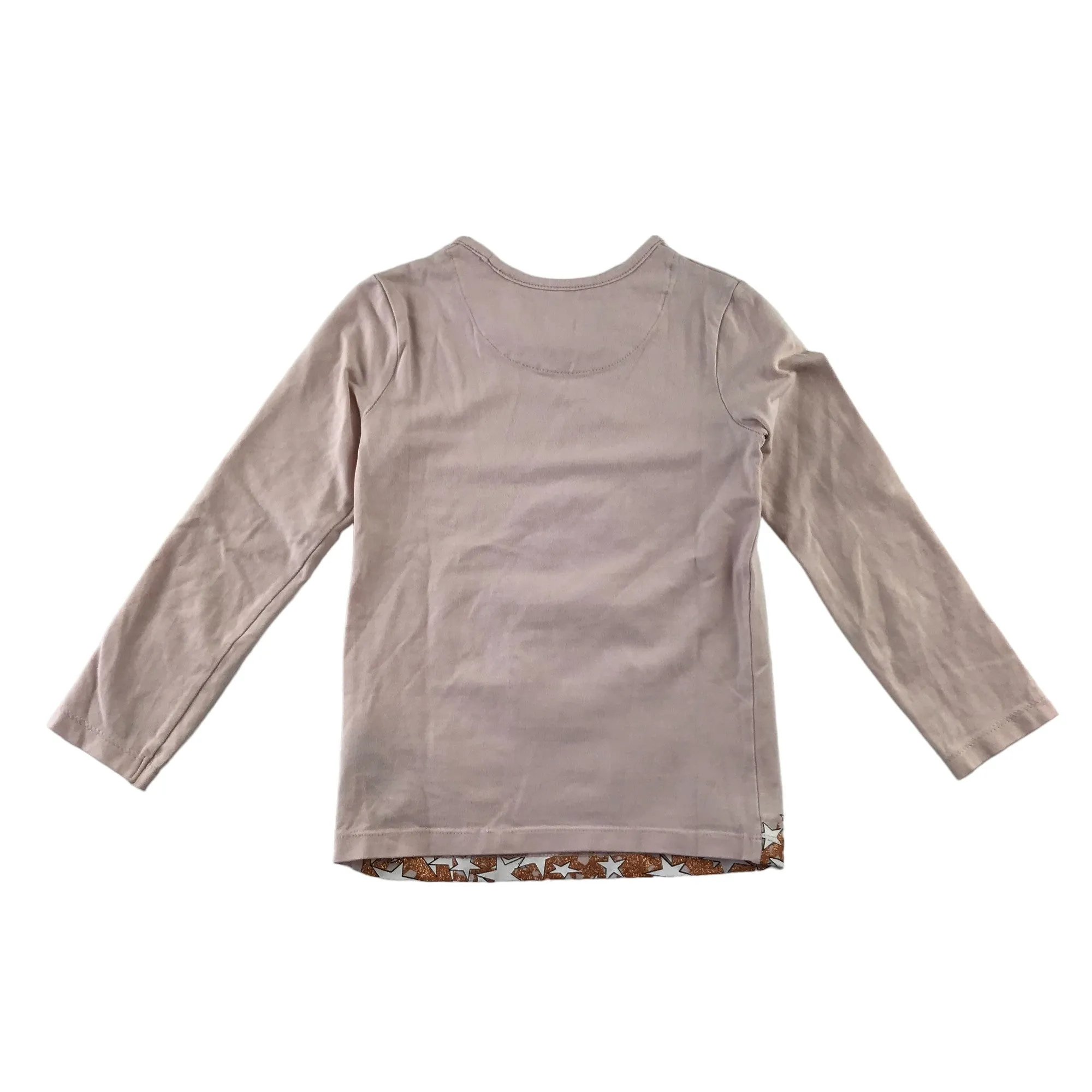 M&S t-shirt 5-6 years light pink long sleeve glittery teddy bear