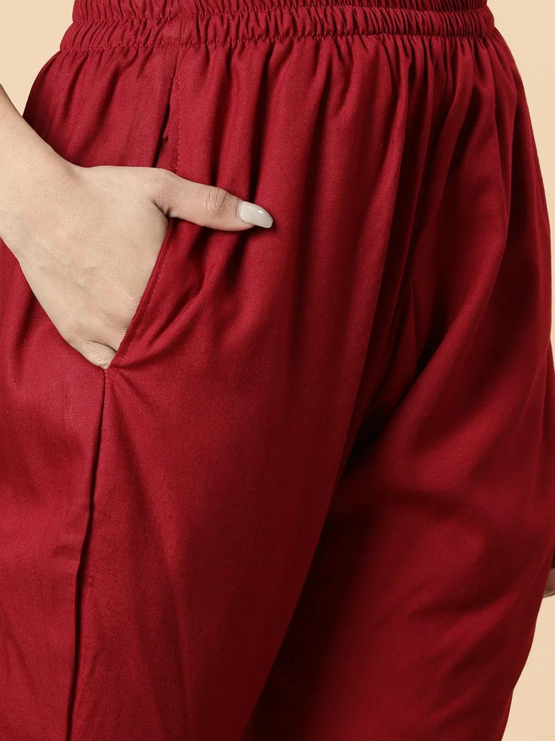 Maroon Rayon Pants