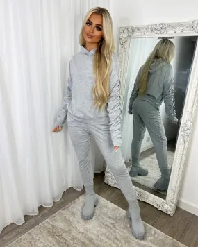 Martina Ruched Sleeve Hoodie & Pants Set - Grey