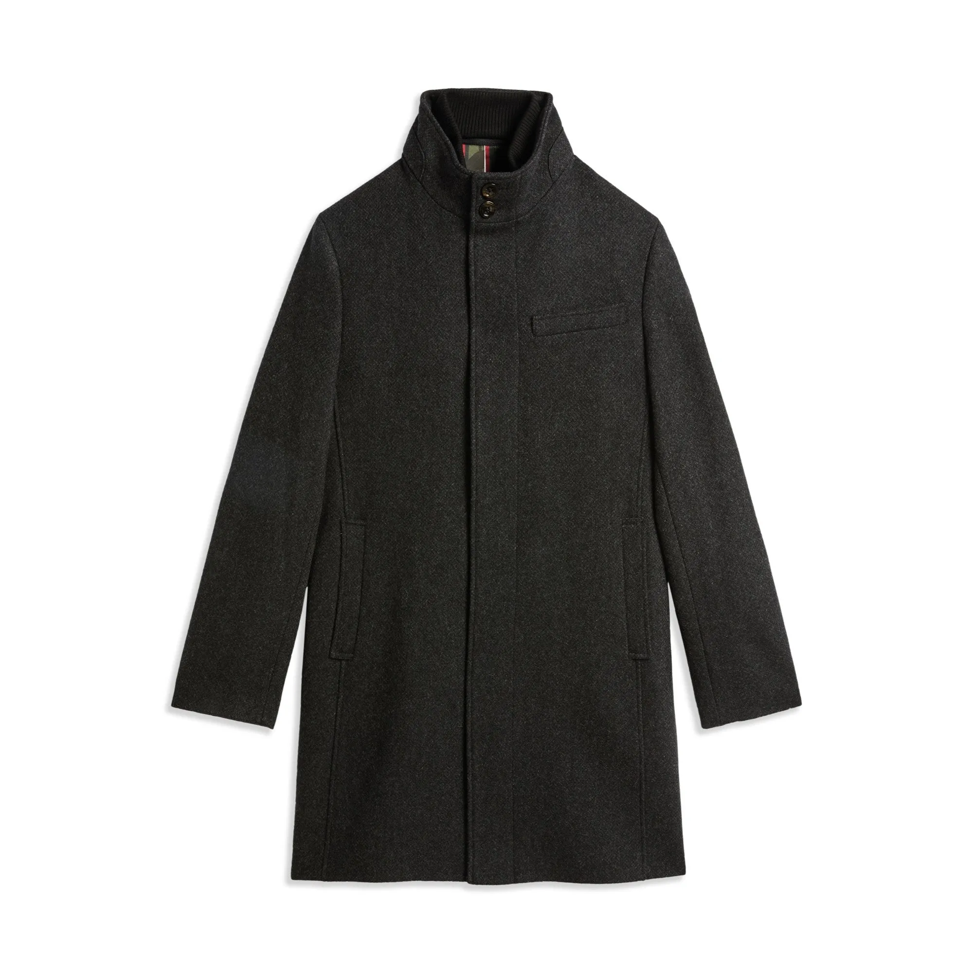 Men Mmo-Rockies-Wool Funnel Neck Coat - Charcoal