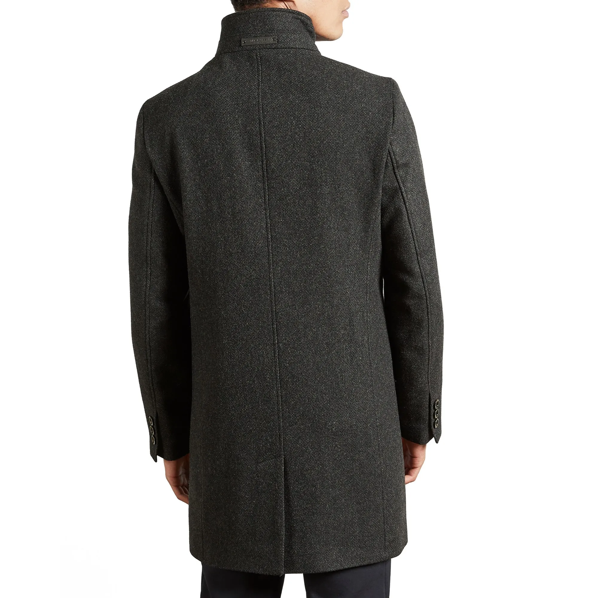 Men Mmo-Rockies-Wool Funnel Neck Coat - Charcoal