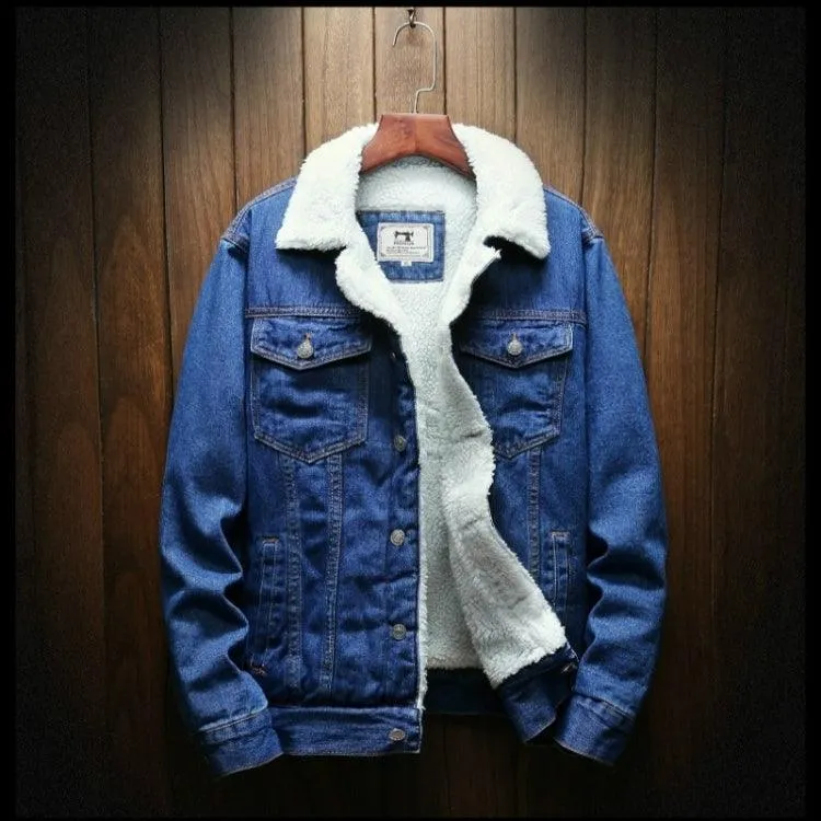 Men's Warm Wool-Lined Denim Jackets for Winter Outerwear