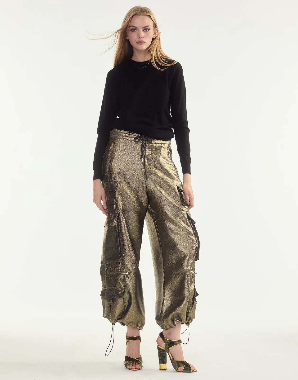 Metallic Cargo Pants