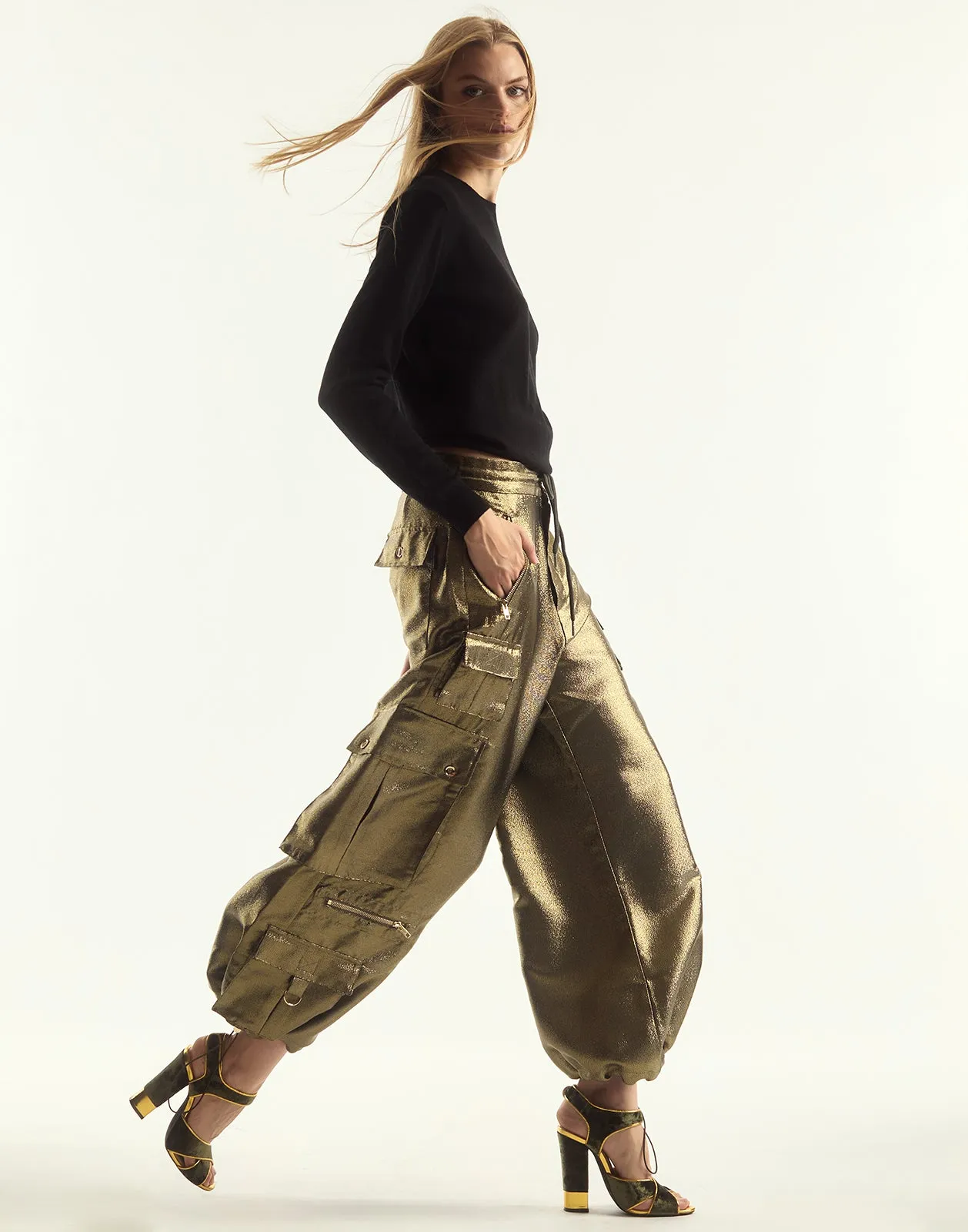 Metallic Cargo Pants