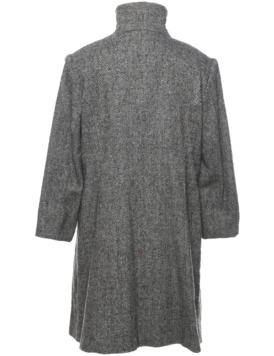 Miller Herringbone Tweed Wool Coat - L