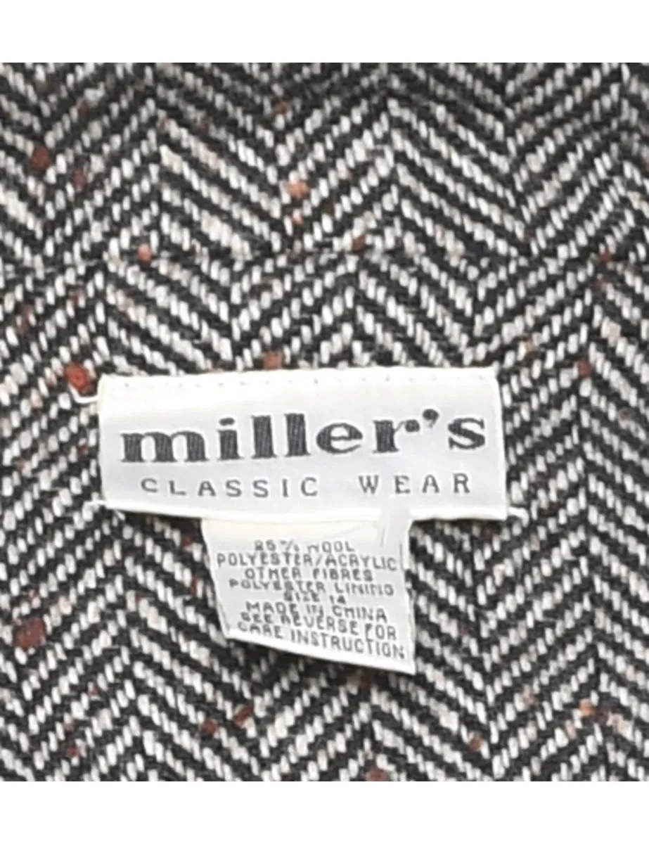 Miller Herringbone Tweed Wool Coat - L