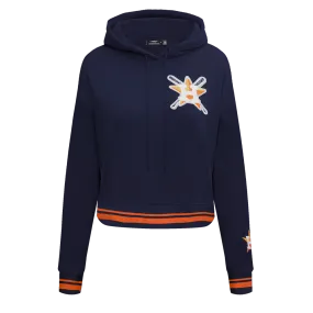 MLB HOUSTON ASTROS MASHUP WOMEN'S RIB CROPPED PO HOODIE (MIDNIGHT NAVY/ORANGE/MIDNIGHT NAVY)