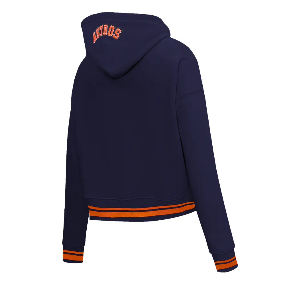 MLB HOUSTON ASTROS MASHUP WOMEN'S RIB CROPPED PO HOODIE (MIDNIGHT NAVY/ORANGE/MIDNIGHT NAVY)