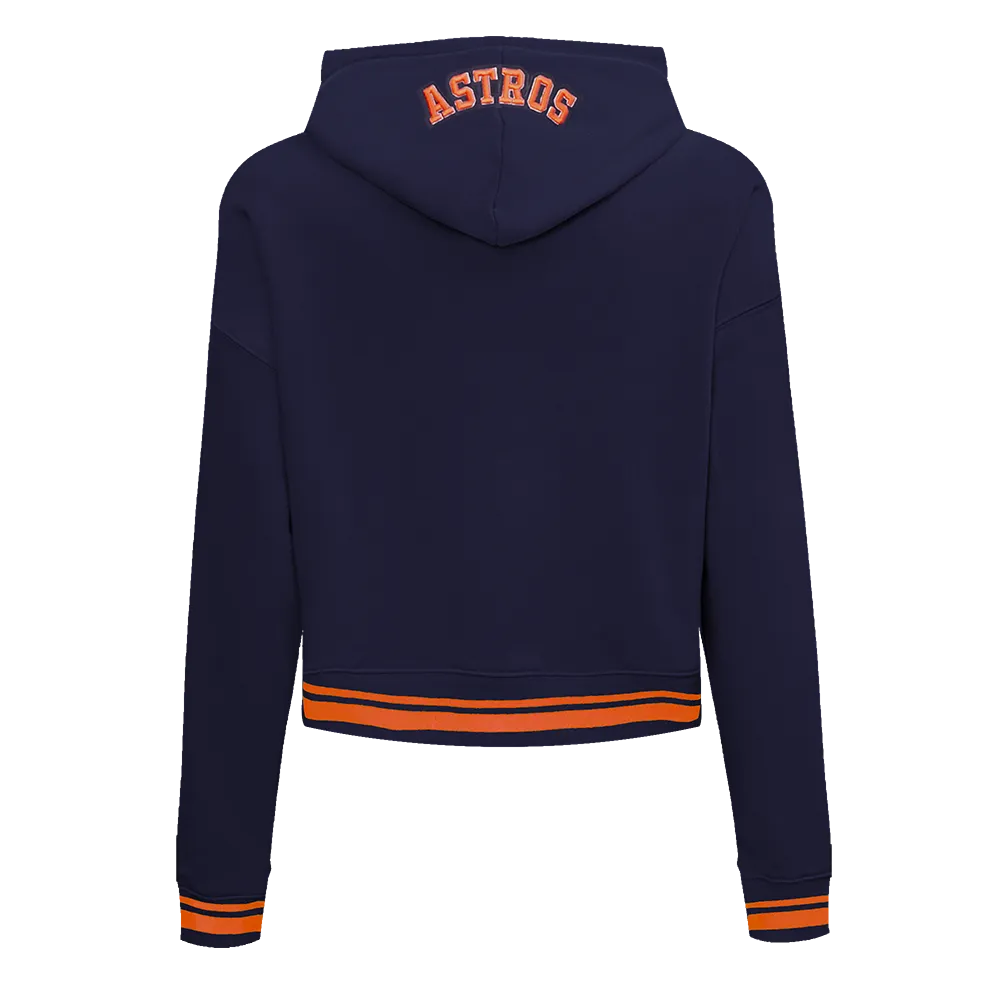 MLB HOUSTON ASTROS MASHUP WOMEN'S RIB CROPPED PO HOODIE (MIDNIGHT NAVY/ORANGE/MIDNIGHT NAVY)