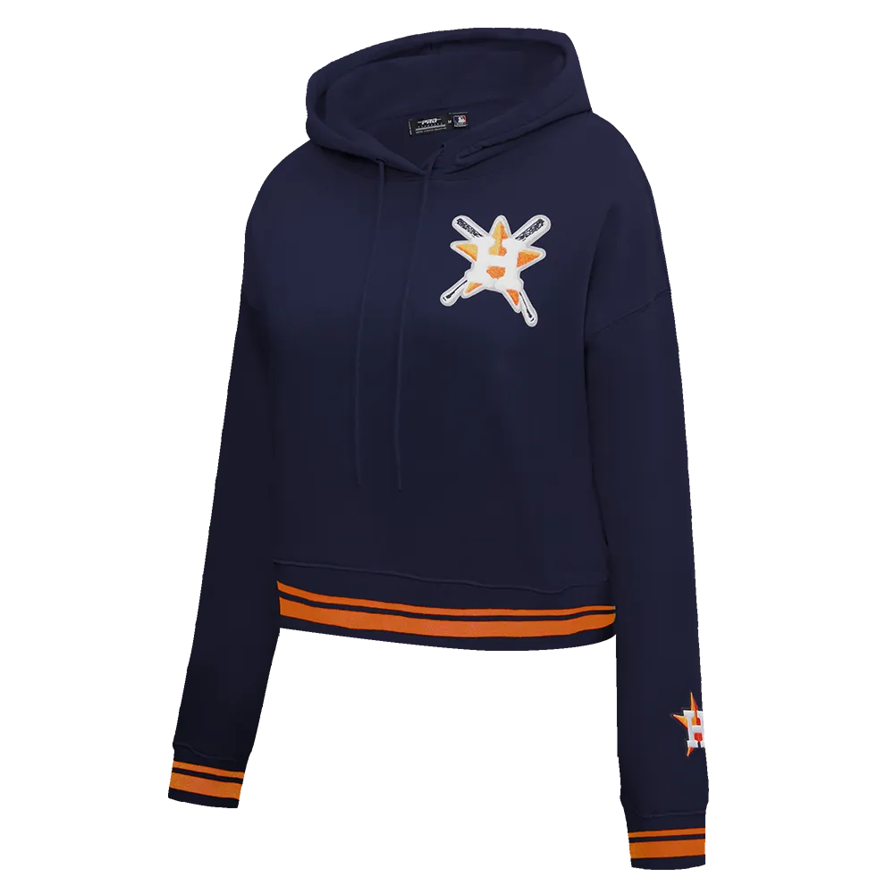 MLB HOUSTON ASTROS MASHUP WOMEN'S RIB CROPPED PO HOODIE (MIDNIGHT NAVY/ORANGE/MIDNIGHT NAVY)