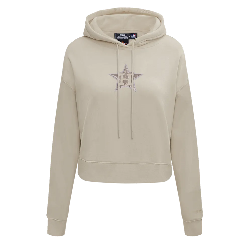 MLB HOUSTON ASTROS NEUTRAL WOMEN'S CROPPED PO HOODIE (TAUPE)