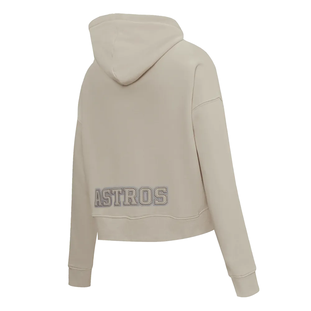 MLB HOUSTON ASTROS NEUTRAL WOMEN'S CROPPED PO HOODIE (TAUPE)